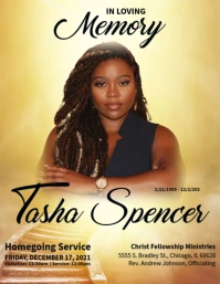 Golden Heavenly Home Funeral Announcement (1) Flyer (US Letter) template