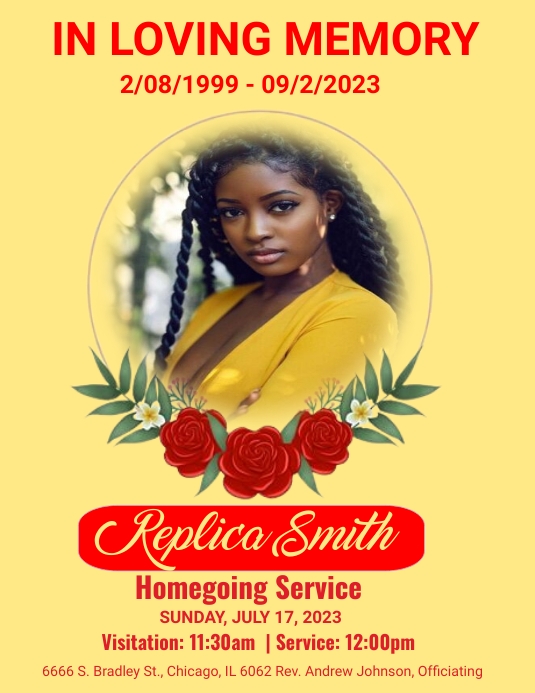 Golden Heavenly Home Funeral Announcement (1) Template PosterMyWall