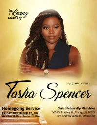 Golden Heavenly Home Funeral Announcement Volantino (US Letter) template