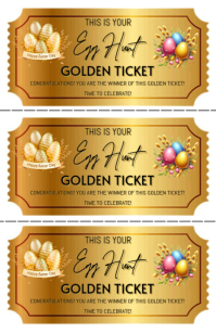 golden Joyful Easter Egg Hunt Golden Ticket Tabloid template