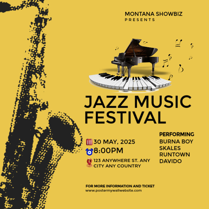 Golden Joyful Jazz Music Festival  Instagram Post template