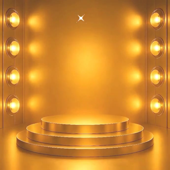 Golden Lighted Podium Display Mockup Background | Luxury Stage Spotlight Design Instagram Post template