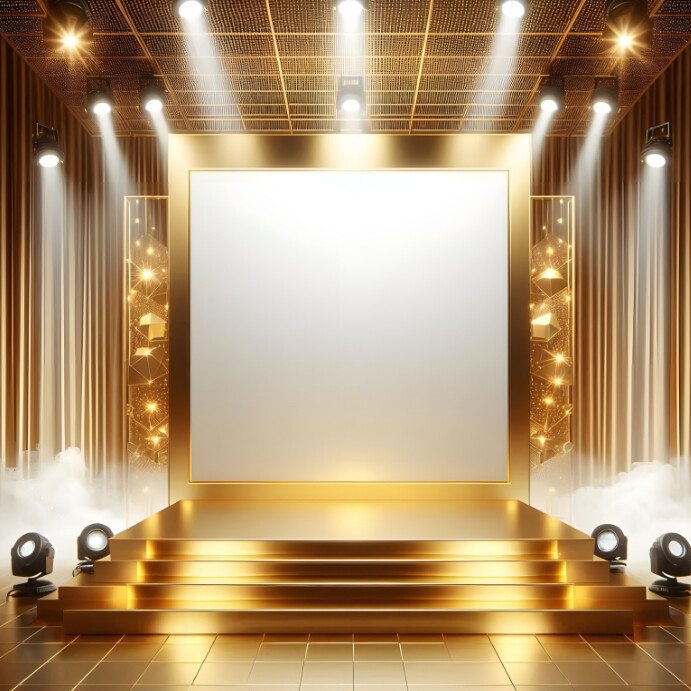 Copy of Golden lighted square stage background | PosterMyWall