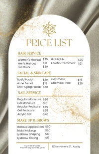 Golden List-based Price List Salon Tabloid template