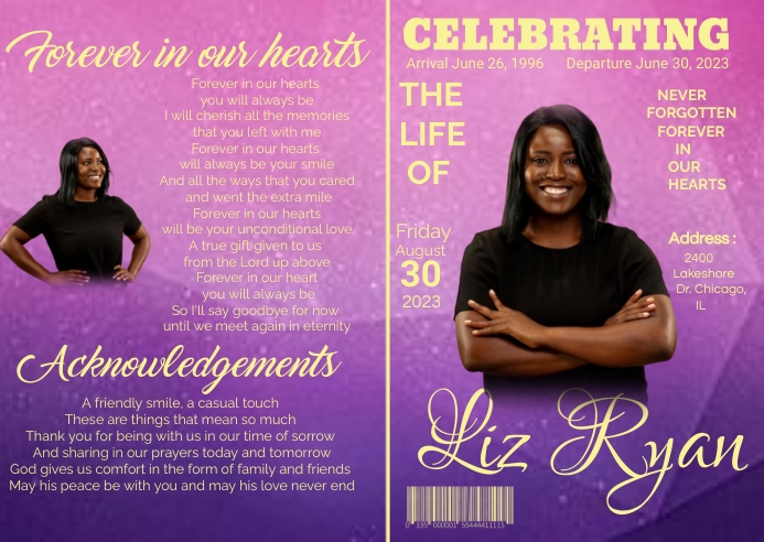 Golden Magazine Style Funeral Program ,brown Cartolina template