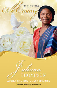 Golden Maximalist Funeral Program Half Page Wide Halbe Seite breit template
