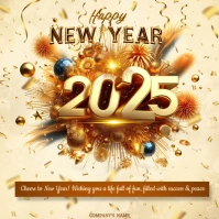 Golden Maximalist New Year 2025 Wishes Instagram Post template