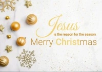 Golden Merry Christmas Kartu Pos template