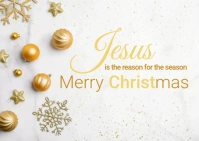 Golden Merry Christmas Postcard 明信片 template
