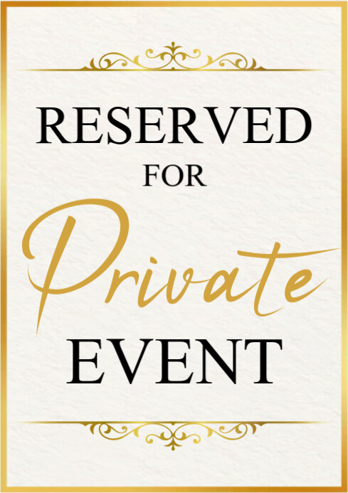 Golden Modern & Minimal Private Event Sign A3 template