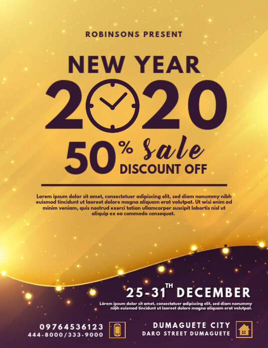 Golden New Year's Eve Retail Flyer Ulotka (US Letter) template