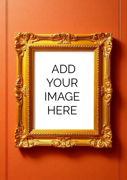 Golden picture frame template A4