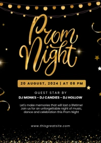 Golden Prom Night Party A4 template
