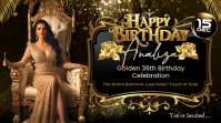 Golden Queen Birthday Celebration Banner Miniatura na YouTube template