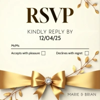 golden ribbon RSVP wedding invitation confirmation Publicação no Instagram template