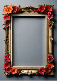 Golden rose picture frame design A3 template