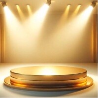 Golden Spotlight Stage Podium Template – Elegant Background for Awards, Events & Celebrations Instagram-bericht