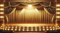 Golden stage with lights zoom background Presentation (16:9) template