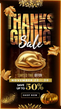 Negro Thanksgiving Sale Rolka Instagram Template
