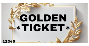 白色 Golden Ticket Promotion Annuncio Facebook Template