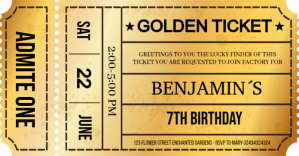 Golden Ticket Invitation template