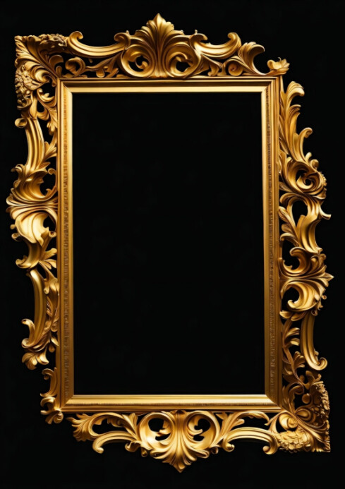 Golden vintage picture frame design for family and birthday used. A4 template