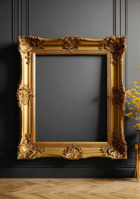 Golden vintage picture frame for family and birthday A4 template