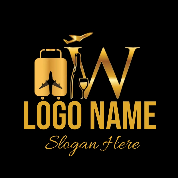 Szablon Golden W alphabet wine travel logo W logo | PosterMyWall