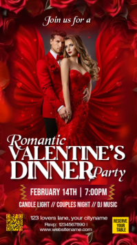 Valentines day party flyer Instagram Story template