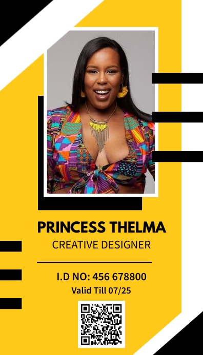 Golden yellow official identification card template