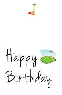 Golf Birthday Card Kalahating pahina na Wide template