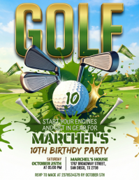 Golf Birthday Party Flyer template