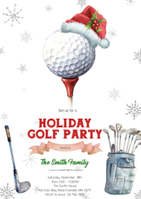 Golf Christmas Party Invite A6 template
