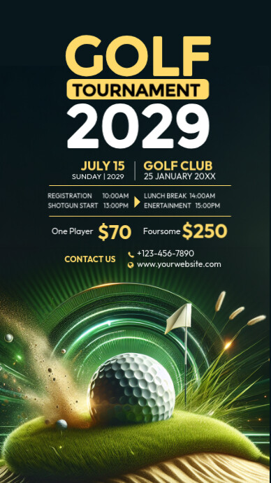 Golf Flyer Template Tournament Branding História do Instagram
