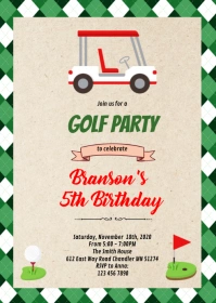 Golf hole in one birthday party A6 template