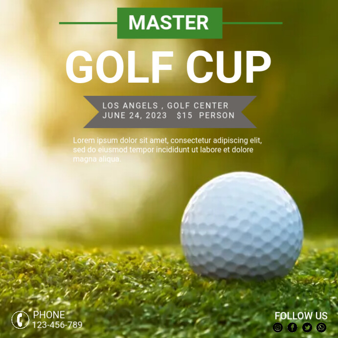 Golf Post Design GOLF TOURNAMENT INSTRAGRAM TEMPLATE | PosterMyWall
