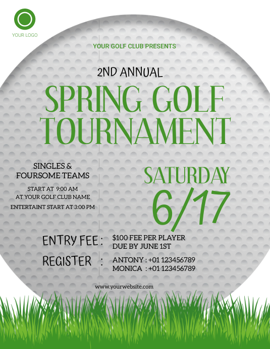 Golf Tournament Invitation Рекламная листовка (US Letter) template