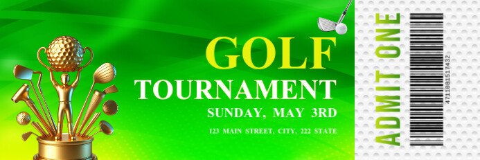 Golf Tournament Ticket Banner 2' × 6' template
