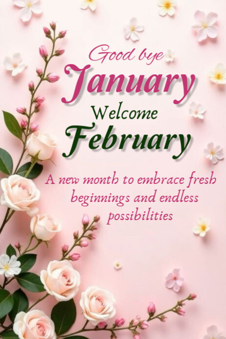 Goodbye January Icon Good bye January welcome February Template | PosterMyWall