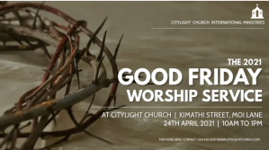 Brown Good Friday Worship Service Digitalt display Template