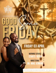Good Friday Church Service Square Video Рекламная листовка (US Letter) template