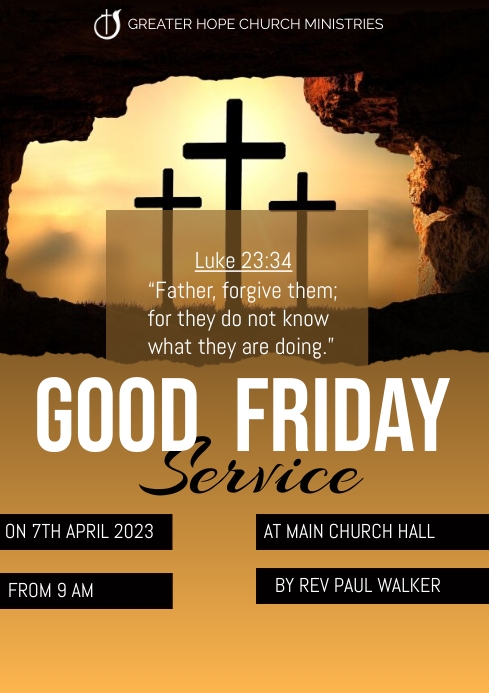 Good friday church service template A3
