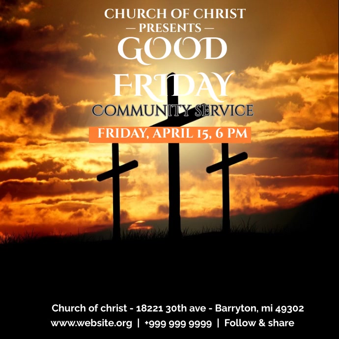 Good Friday Community Service Post Template | PosterMyWall