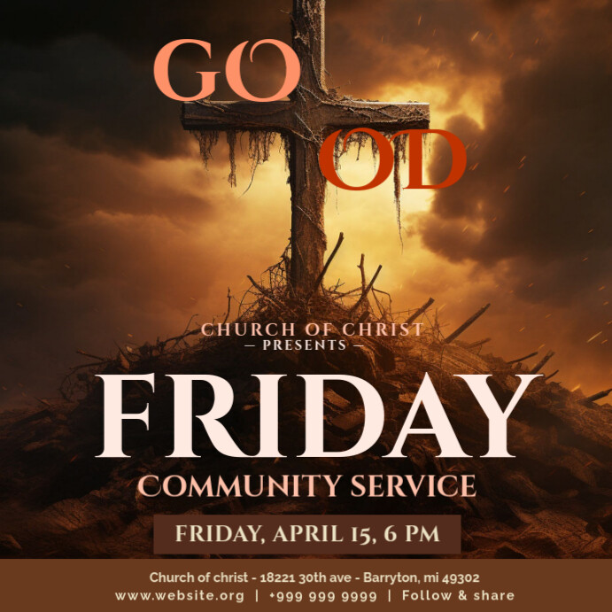 Copy of Good Friday Community Service Post Template | PosterMyWall