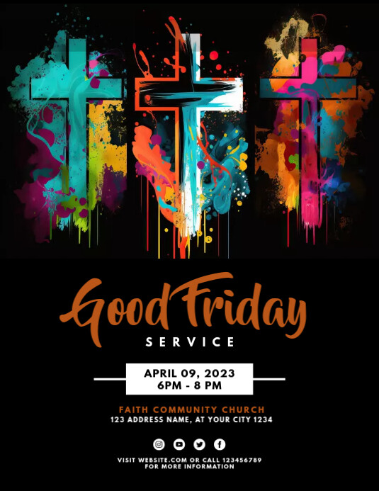 Good friday easter church flyer Template | PosterMyWall