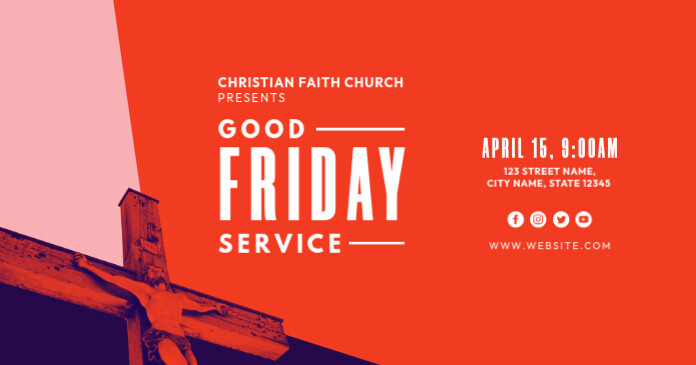 Good Friday Service Church Flyer Gedeelde afbeelding op Facebook template