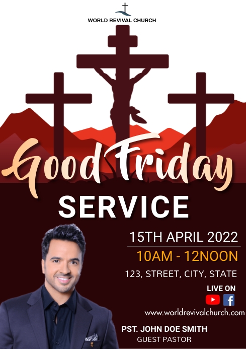 Good Friday Service Programme Black Good Friday Service A3 Template | PosterMyWall