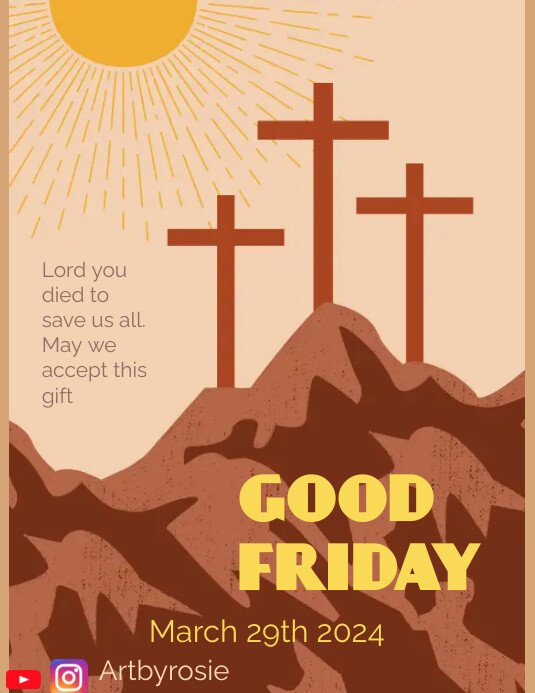 Good Friday Program Graphics Plantilla de Marrón Good Friday Folletos | PosterMyWall