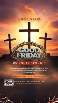 Brown Good Friday Worship Service Digitale Vertoning Template