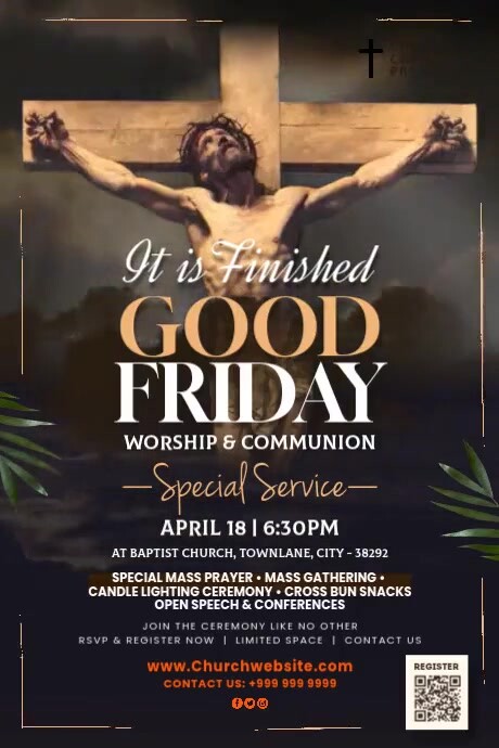Good Friday Service Programme Good Friday Worship Service Template | PosterMyWall